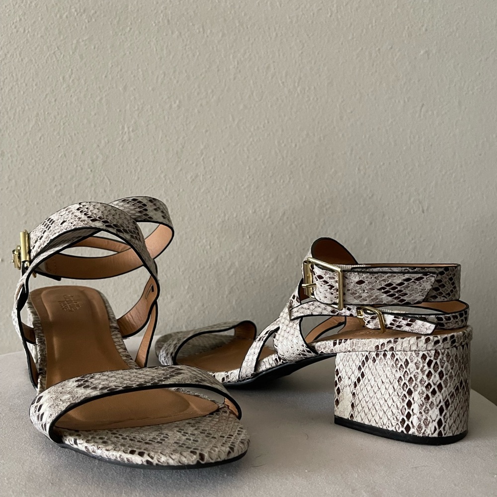 Charlotte Russe snake print low block strappy heel size 10 and comfy